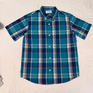 *Old Navy NWT Boys' MultiColor Plaid Short Sleeve 100% Cotton Button-Up Shirt*